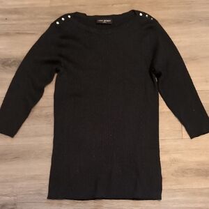 Lane Bryant Shimmering Black Knit Top with Shoulder Buttons
